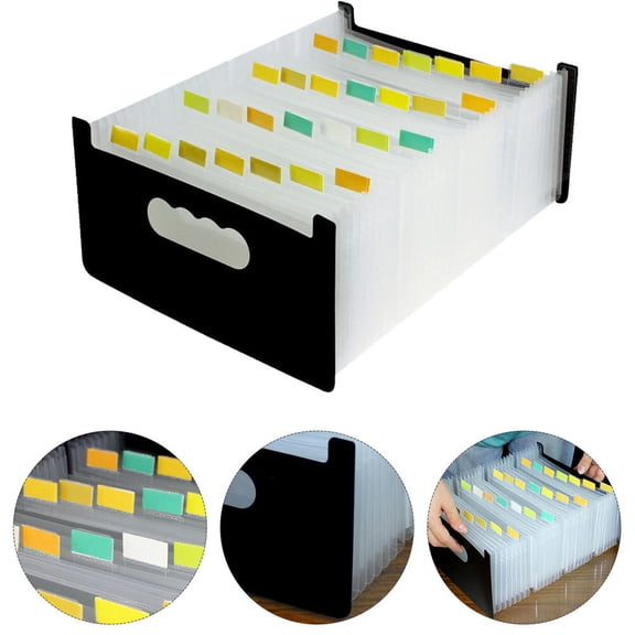 PTOOTP Black Plastic File Organizer Folder for Small Document Storage, Lightweight A6 Size, and Portable