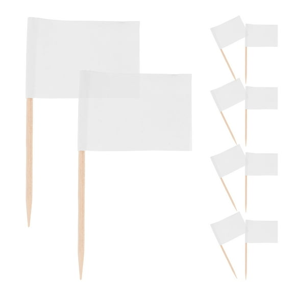 PTOOTP Cake Flags Toothpick White Paper 100Pcs 2.6x1.4in