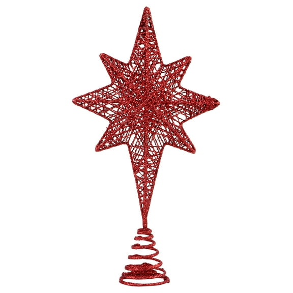PTOOTP Home Decor Eight Pointed Star Tree Topper Iron 1Pc Red