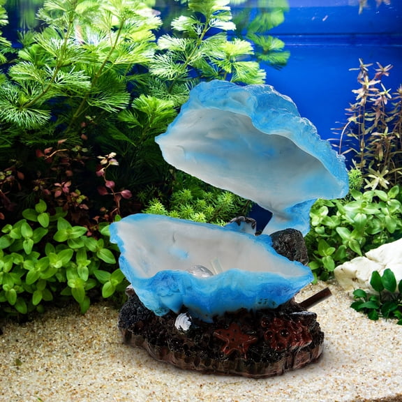 PTOOTP Fish Tank Shell Decor Blue Resin Shell Aquarium Hideout Ornament