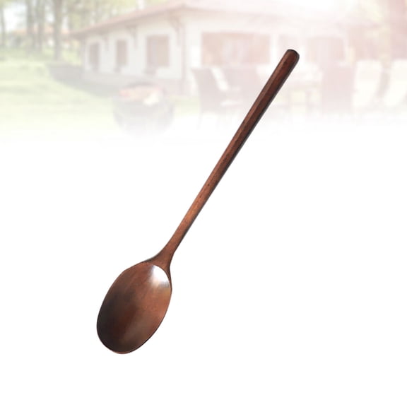 PTOOTP Brown Plastic Mixing Spoon for Kitchen Use Lightweight and Comfortable to Hold 2 Pieces