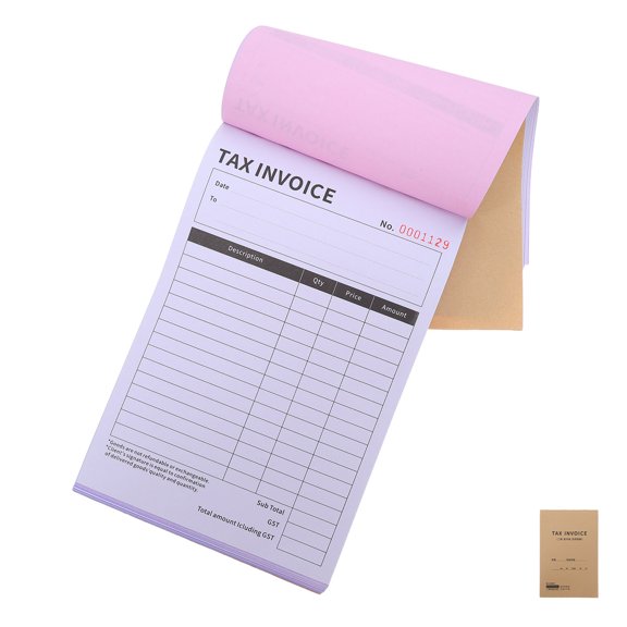 PTOOTP Business Invoice Receipt Book 2 Part English Tax Invoice Order Forms for Small Business