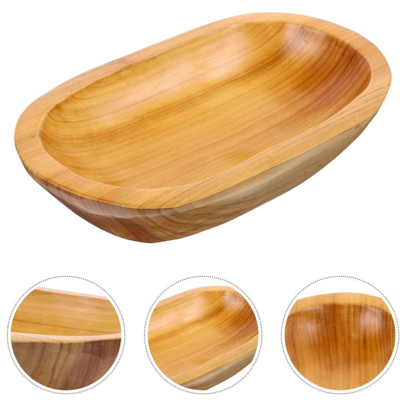 PTOOTP Rustic Beige Wooden Fruit Bowl Tray for Storage with Unique Mango Shape Design