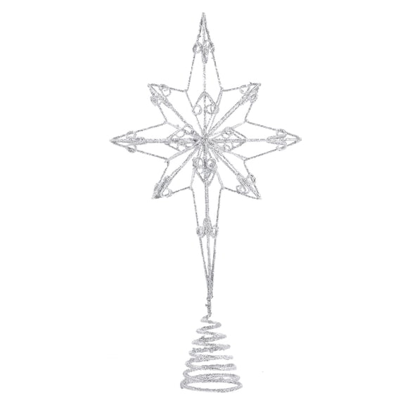 PTOOTP Elegant Christmas Tree Topper Star Silver Iron Treetop Adornment