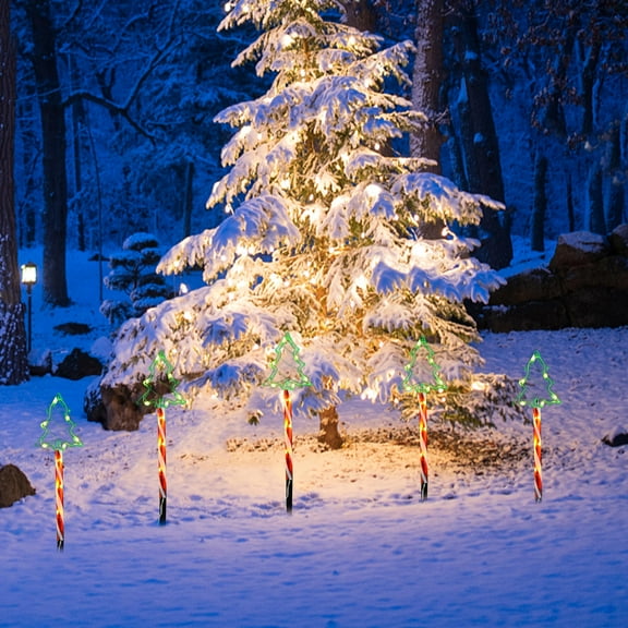 PTOOTP Green LED Christmas Stake Light Outdoor Garden Pathway Decoration with ABS Plastic, 1 Set