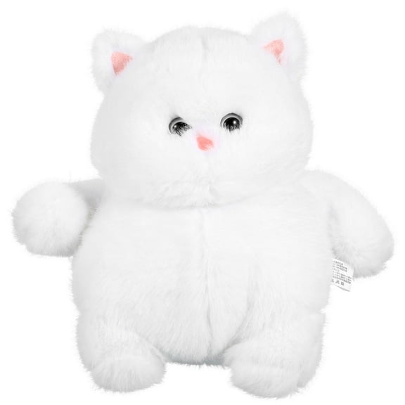 PTOOTP White Fuzzy Cat Plush Made with Premium Cotton for Cuddling and Stylish Home Decoration