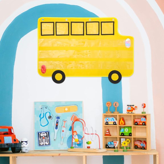 PTOOTP Classroom Storage Pocket Chart with Alphabet Letters for Early Learners, Yellow Fabric and PET, 1 Set