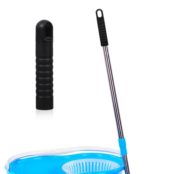 PTOOTP 2Pcs Black Mop Handle End Caps with Antislip Grip for Broom and Dustpan Replacement Accessories