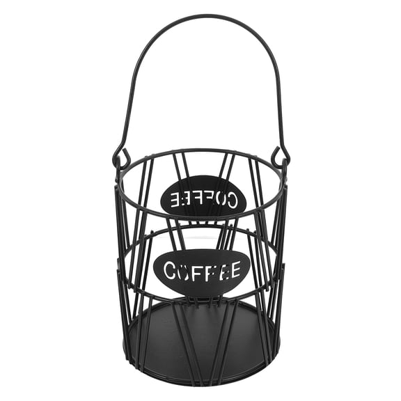 PTOOTP Farmhouse Coffee Pod Holder Iron Storage Basket Black, Organizer for Cafe and Home Use, 1 Set