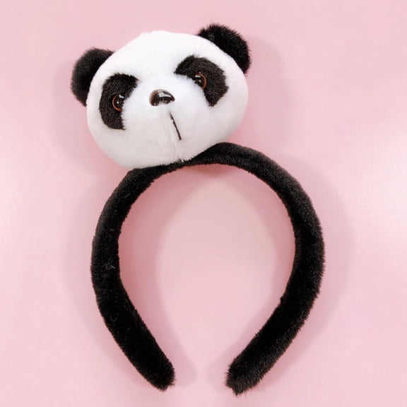 PTOOTP Black Plush Panda Headband Comfortable Soft Animal Costume Accessory for Cosplay Party Decoration