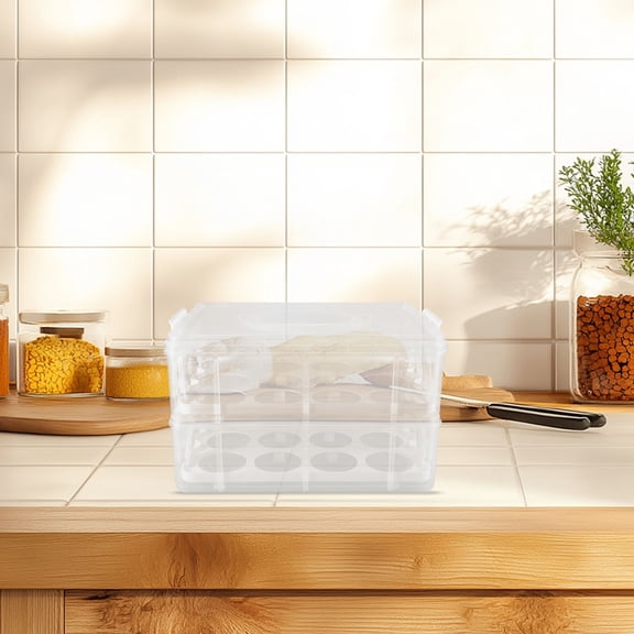 PTOOTP Clear Plastic Cupcake Carrier with Dual Layers for Portable Storage