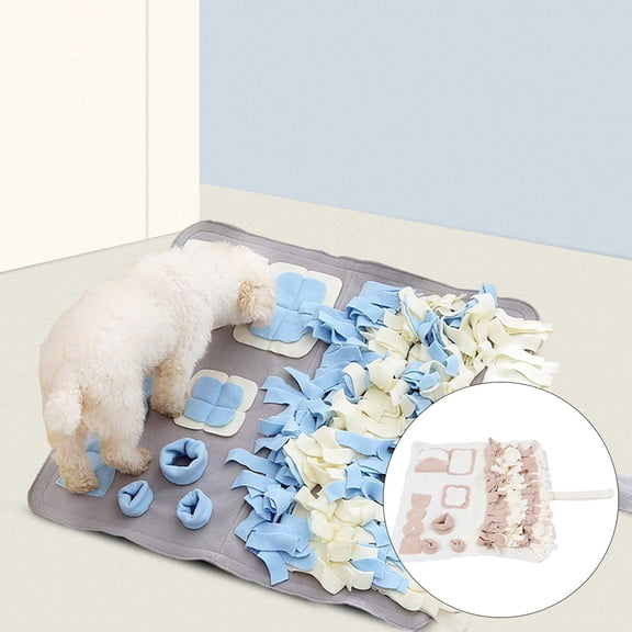 PTOOTP Beige Plush Snuffle Mat for Pet Use, Slow Feeding and Stress Relief