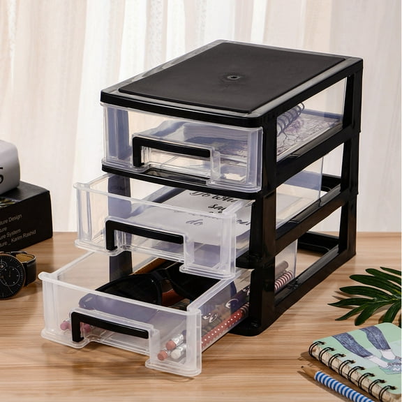PTOOTP Black Storage Organizer with Multi Layer Drawers for Desktop