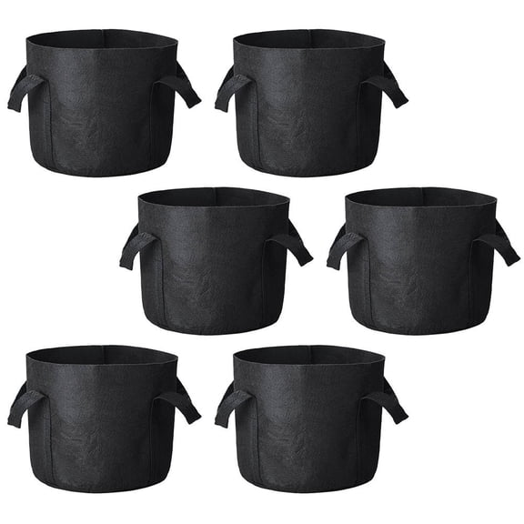 PTOOTP Durable Black Felt Planting Bag for Indoor and Outdoor Storage Use Perfect for Herbs and Vegetables 6 Pcs