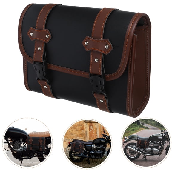 PTOOTP Brown Motorcycle Saddle Bag with Organizer and Quick Install for Various Motorcycle Models