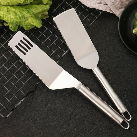PTOOTP 2-Piece Stainless Steel Kitchen Griddle Spatula Set with Non- Handle, and Easy to Store,
