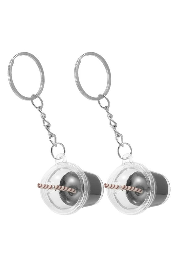 2-Pack Black Tea Keychains Cute Portable Backpack Keyrings Pendant Accessories for Everyday Use