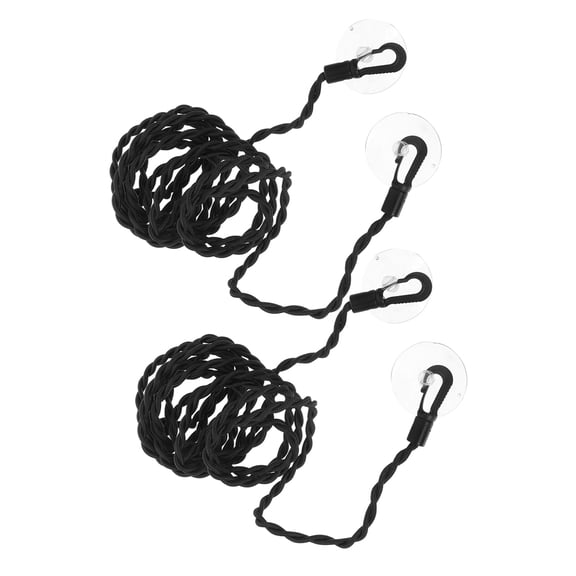 PTOOTP Travel Laundry Line Black Elastic Rope for Outdoor Use with Suction Hooks 2Pcs