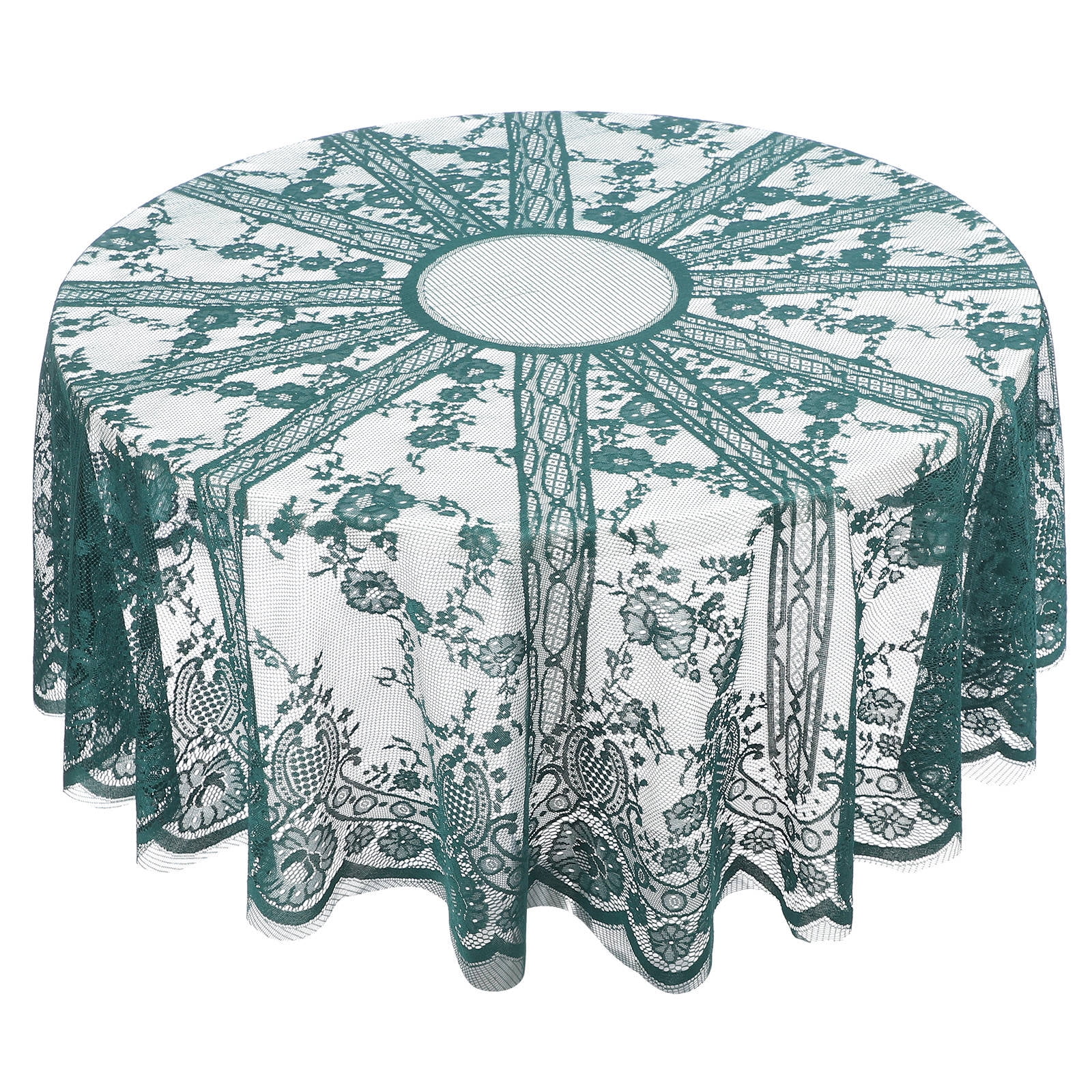 Green Tablecloth Pattern PTOOTP Elegant Green Lace Tablecloth for Round Tables and Event Decor ...