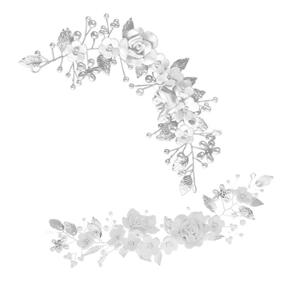 PTOOTP 2Pack Hair Pieces For Wedding Flower Vine Silver Hair Decoration For Women Brides Elegant Design