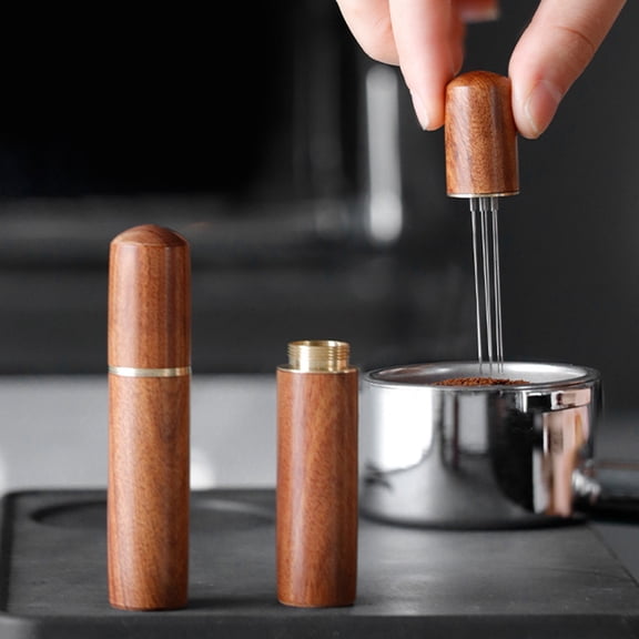 PTOOTP Espresso Coffee Tamper and Stirrer, Chocolate Wood Handle, Tool, 1 Piece