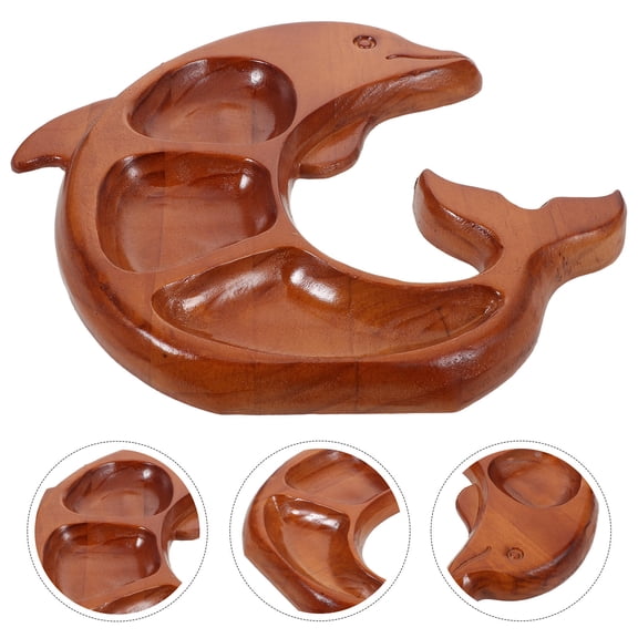 PTOOTP Wooden Charcuterie Serving Board with Divided Compartments, Portable Tray for Parties and Entertaining, Brown Finish