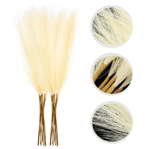 PTOOTP Beige Featherlike Faux Sticks 50 Pcs Simulated Grass Rustic Vase Filler Home Decor