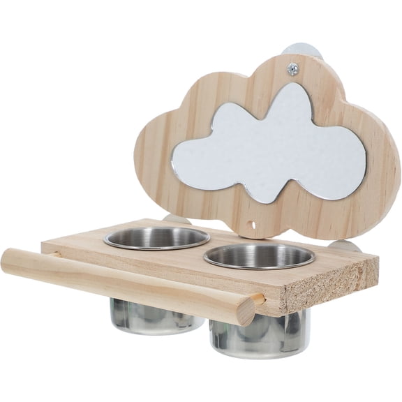PTOOTP Feeding Cups for Birds with Wood and 1Pcs Parakeet Owners Daily Use