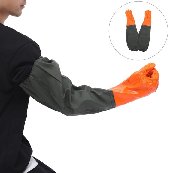 PTOOTP Orange PVC Gloves for Aquarium, Fishing, Easy to Clean, and Comfortable Hand