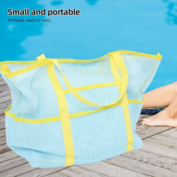 PTOOTP Lightweight Breathable Mesh Tote Bag, Polyester Travel Carry-All Beach and Shopping Storage Bag