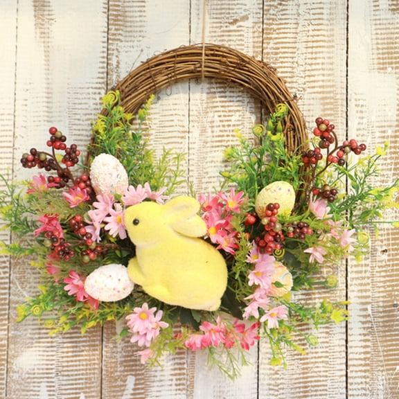 PTOOTP Festival Scene Wreath Unique Easter Egg Wreath with Battery Powered ng Lamp