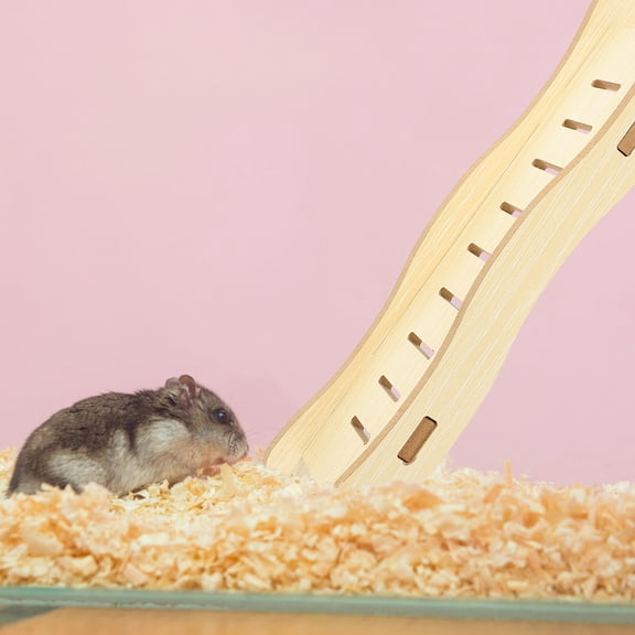PTOOTP Khaki Wood Bite-Resistant Ladder for Hamsters, Chinchillas, Small Pets Climbing and Chewing Toy
