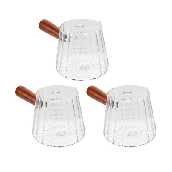 PTOOTP Espresso Shot Glasses Set of 3 with Transparent Glass and Wood Handle for Home Bar Cafe Use