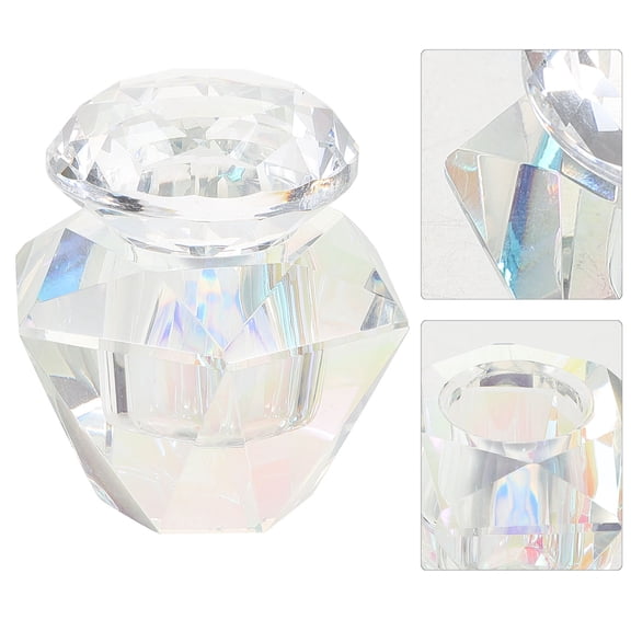 PTOOTP Glass Nail Art Dappen Dish, Transparent Cup with Lid for Brush Cleaning and Tools