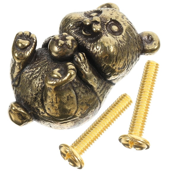 PTOOTP Golden Brass Drawer Pull with Unique Panda Design for Kitchen and Dresser