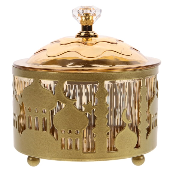 PTOOTP Golden Metal Dessert Serving Tray for Ramadan Eid Snacks and Fruit Storage