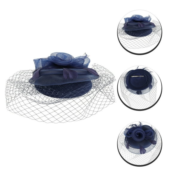 PTOOTP Fascinator Hats for Women Headdress Navy Artificial Plume 1Set