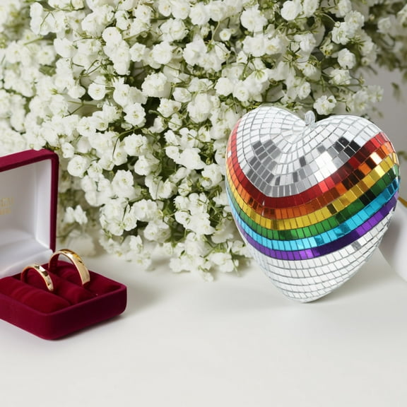 PTOOTP Heart Disco Mirror with Reflection for Home Decor, Party, and Event Decoration, 1 Piece