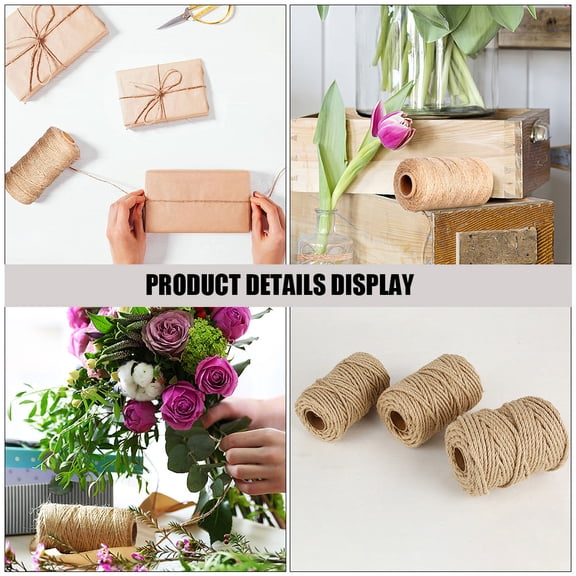 PTOOTP Natural Jute Garden Twine Heavy Duty Light Brown Cord for Crafting, Gardening, Wrapping and Decoration Uses