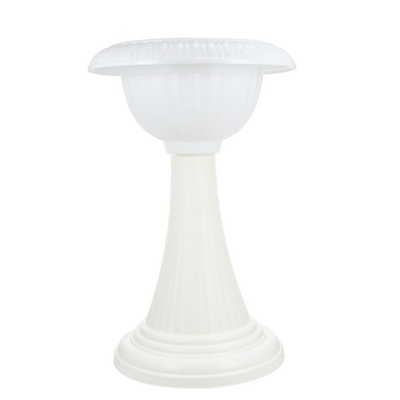 PTOOTP High Foot Stage Column Decor Flowerpot White Plastic Plant Container Balcony 1Pcs