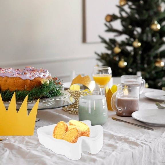 PTOOTP Candy Tray Christmas Tree Shaped Nuts Bowl White Wood 1Pack