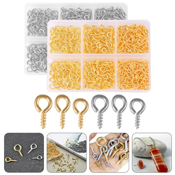 PTOOTP 800 Pieces Small Metal Iron Hooks for DIY Pendant Making Jewelry Craft Supplies