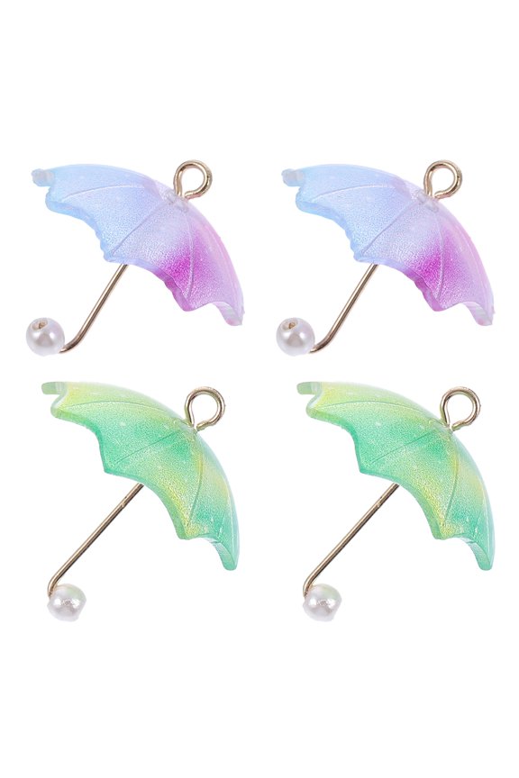 Creative Acrylic Umbrella Shape Charms Assorted Color for Crafting 4Pcs