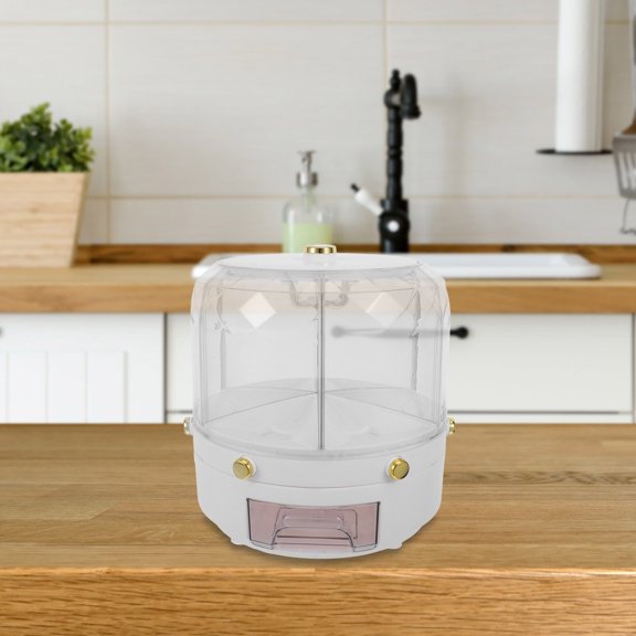 PTOOTP Kitchen Pantry Rotating Food Storage Dispenser White 6-Compartment 12 Capacity