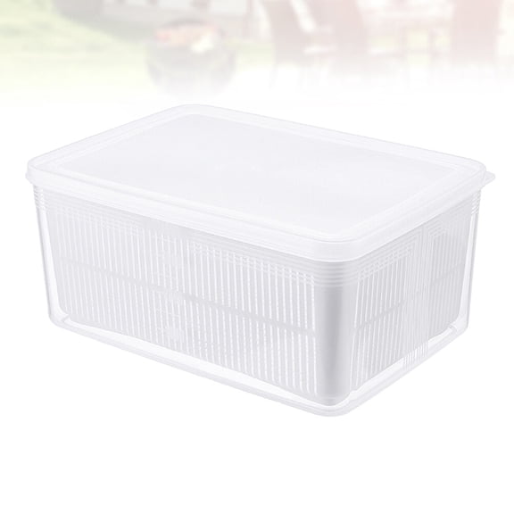 PTOOTP Rectangular White Plastic Refrigerator Food Storage Container 1-Pack for Food Preservation