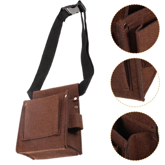 PTOOTP Light Brown Tool Pouch Belt for Storage Portable Tool Bag for Construction Use