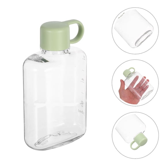 PTOOTP Lightweight Plastic Flask for Travel and Outdoor Use, Light Green, Leakproof and Durable