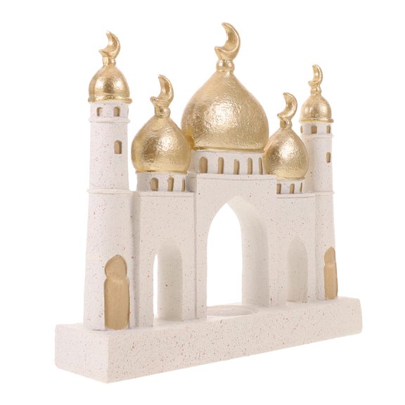PTOOTP Golden Medieval Castle Resin Statue, Ramadan Eid Mubarak Table Decor, Islamic Architecture Sculpture, Home Centerpiece