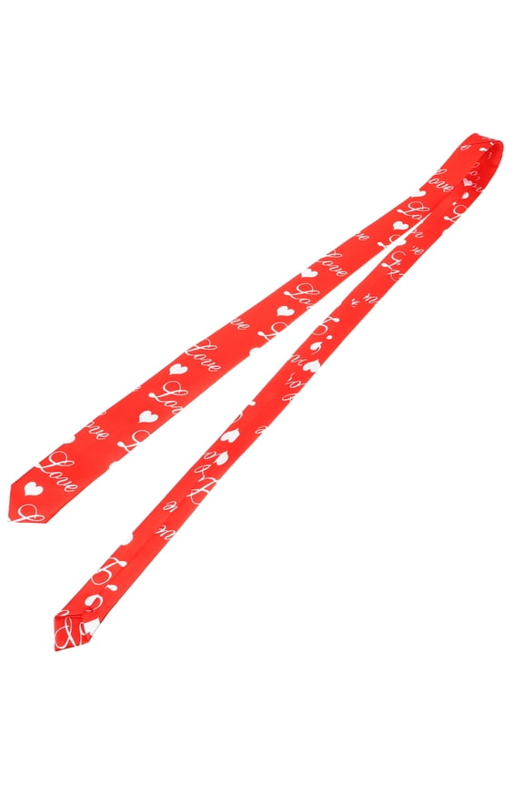 Mens Valentines Heart Tie Red Cloth Necktie with Romantic Design