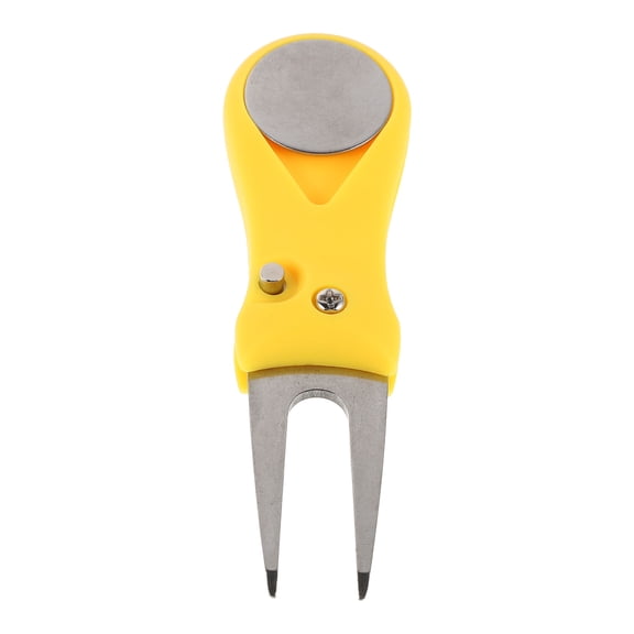 PTOOTP Foldable Golf Turf Repair Fork with Plastic Handle, Yellow, Professional Lawn and Garden Tool for Easy